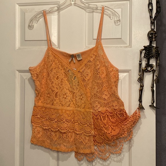 BKE - NWT - tank: orange lacy semi-sheer - Picture 8 of 16